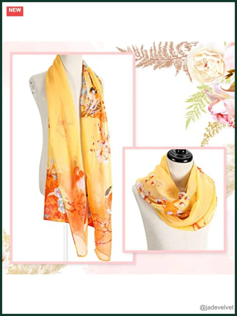 6 Pcs Lightweight Floral Print Scarves for Women Long Sheer Shawl Set